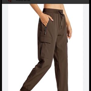 LIBIN Brown Cargo Track Joggers with Drawstring Waist